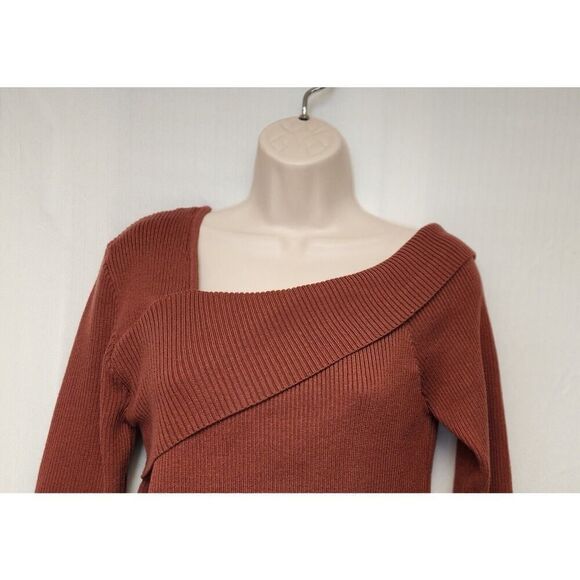 Anrabess Womens Off Shoulder Pullover Long Sleeve Sweater Size XL Color Brown - Picture 8 of 8